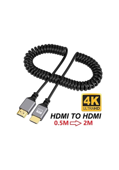 Hdmi Spiral Yaylı Uzayabilen Fullhd 4k 60hz Uhd Kablo 0.5-2 Metr