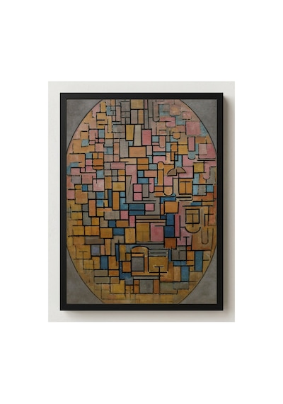 Mondrian Tablo Iıı Oval İçinde Kompozisyon Çerçevesiz Poster 21x30 Cm A4 Tablo Modern Sanat