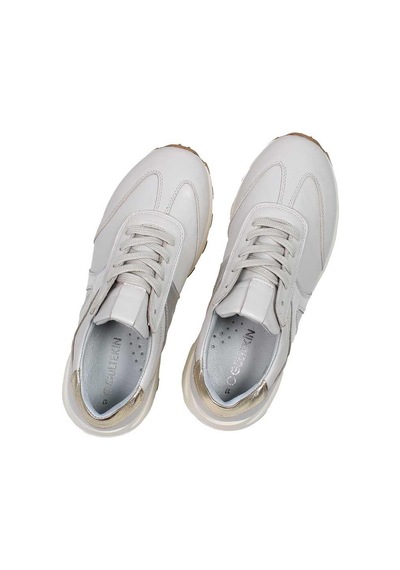 Kadın Bej Bağcıklı Deri Sneaker