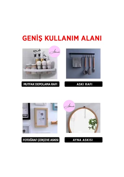 4 Adet Süper Güçlü Yapışkanlı Askı Yapışkanlı Çerçeve Raf Vidası Metal Beyaz Tr Diğer