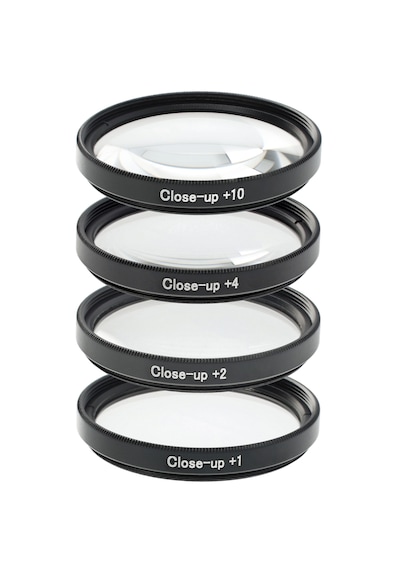 Ayex 40.5mm Close-up Filtre Seti 4 Lü +1, +2, +4, +10 Optik Cam, Metal Çerçeve, Taşıma Çantalı