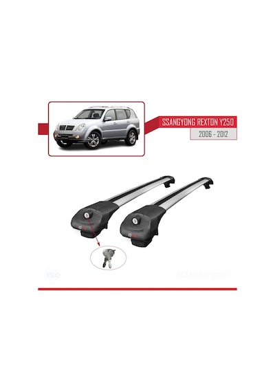 Ssangyong Rexton Y250 2006-2012 Arası İle Uyumlu Ace-1 Ara Atkı Tavan Barı Gri