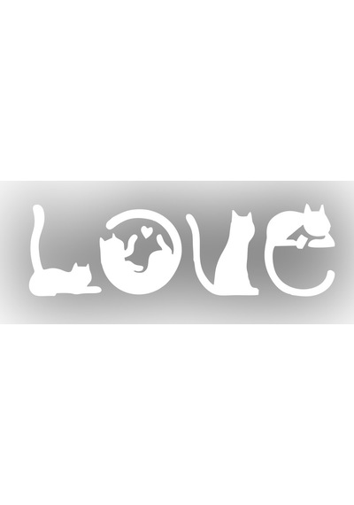 Kediler Love Araba Sticker 17x17 Cm Beyaz