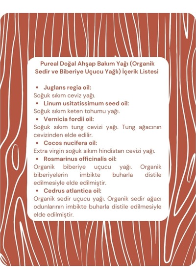 Pureal Doğal Ahşap Bakım Yağı 100 Ml 100 ML