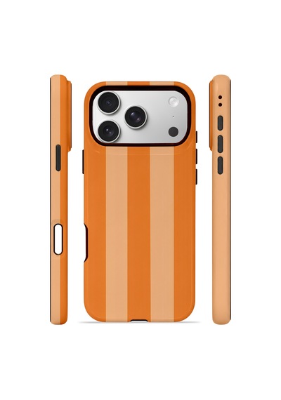 Apple iPhone Uyumlu 17 Pro Max Vorian Çift Katmanlı Magsafe Kılıf Orange Cream Stripe