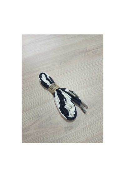 Bsgshop Bsg Design Siyah Beyaz Jakar Desenli Kumaş Ayakkabı Bağcığı - Metal Uçlu Siyah - 874414486 Siyah