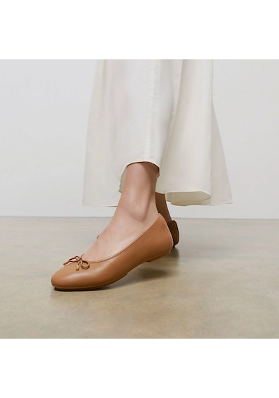 A69 Desert Tan Babet Kadın Hx8-288/a69/b41 Fitflop Delıcato Bow Soft Leather Ballet Flats A69 Desert Tan