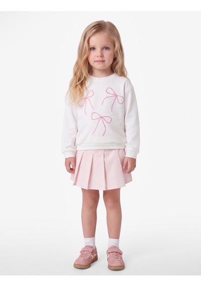 Koton Fiyonk Nakışlı Uzun Kollu Bisiklet Yaka Şardonlu Sweatshirt Ekru 7wmg10155ak