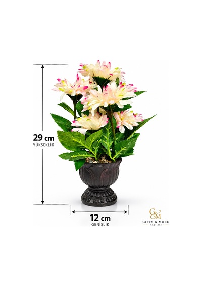 Seta Garden Çiçek Açık Pempe Siyah Vazo 33 Cm Çok  Renkli