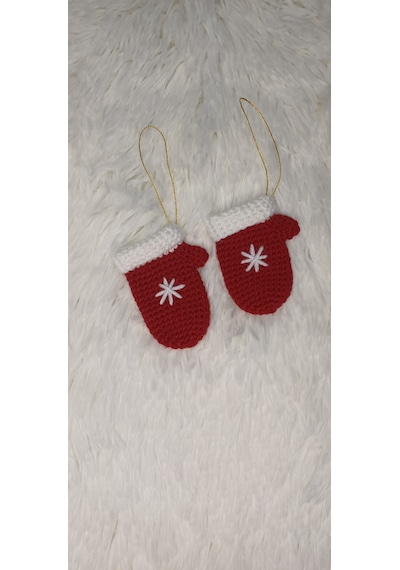 Yılbaşı Ağacı Süsü Eldiven 2 Adet - El Örgüsü - Amigurumi 0