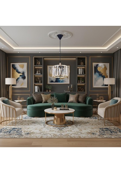 Kristal Taşlı Tekli Gold Avize