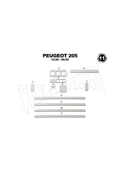 Peugeot 205 Torpido Kaplama 1990-1995 11 Parça Alüminyum