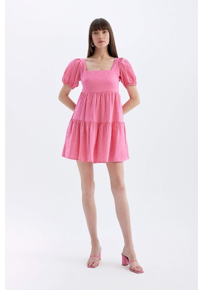 DeFacto Babydoll Kare Yaka Kısa Kollu Midi Elbise C5291AX24HSPN625