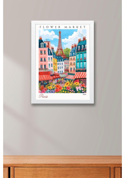 Paris Fransa Çerçeveli Tablo Seyahat Severlere Salon Ve Ofis İçin Estetik Duvar Dekoru Travel Flower Market