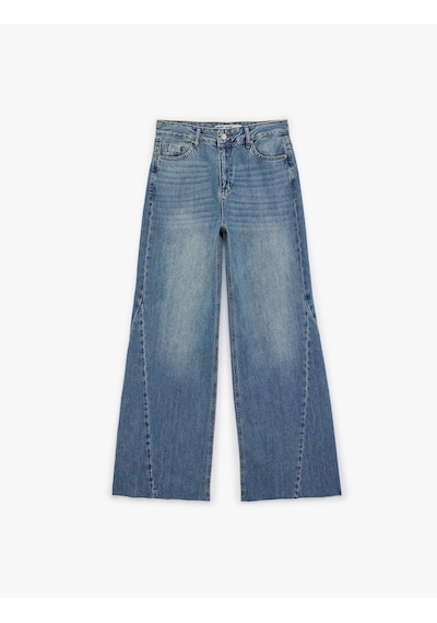 Koton Yüksek Bel Dikiş Detaylı Düğmeli Cepli Geniş Paça Denim Pantolon - Wide Leg Jean Orta İndigo 7wal40133md Koton Yüksek Bel Dikiş Detaylı Düğmeli Cepli Geniş Paça Denim Pantolon - Wide Leg Jean Orta İndigo 7wal40133md