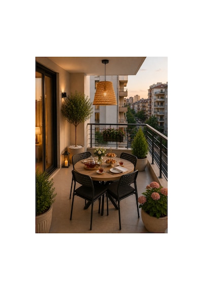 Çam 4 Kişilik Minderli Balkon Takımı, Balkon Masası, Balkon Sandalyesi, Yuvarlak Masa, Yemek Masası, Mutfak Masa Sandalye Takımı, 4 Sandalye 1 Masa Çam/siyah-siyah