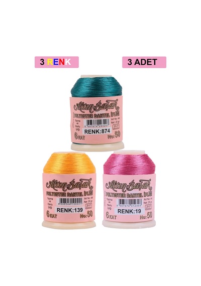3 Adet Altınbaşak Oya Ve Dantel İpi 20 Gr - Royaleks - No: 139 - 019 - 874