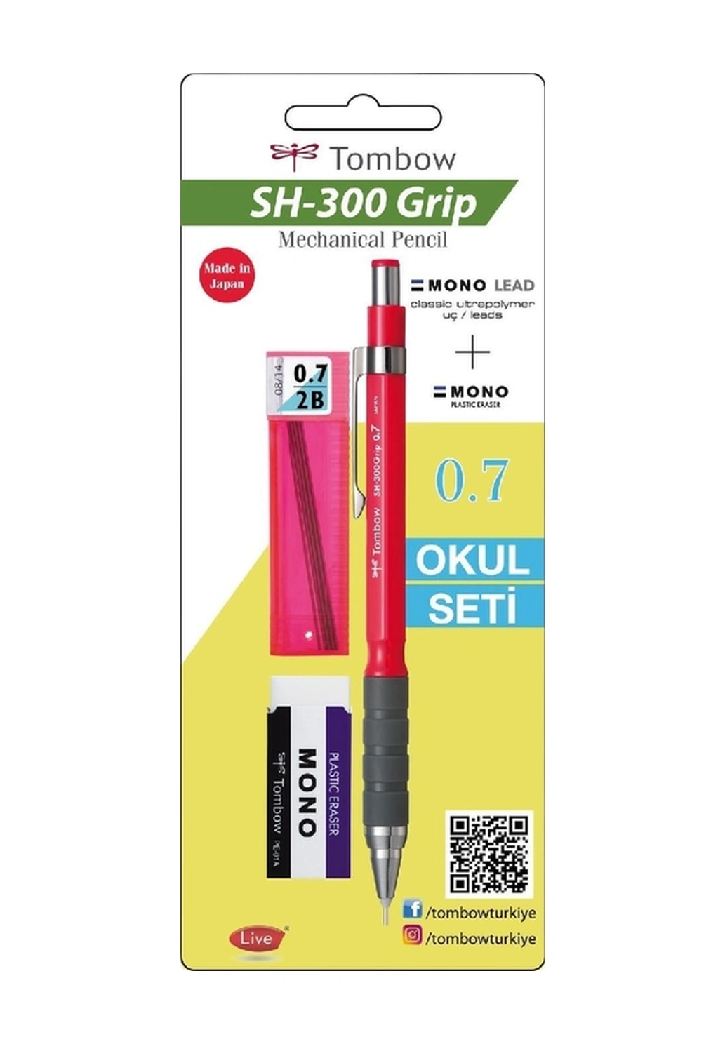 Sh-300 Grip Mekanik Kurşun Kalem Okul Seti 0.7 Koyu Pembe Koyu Pembe