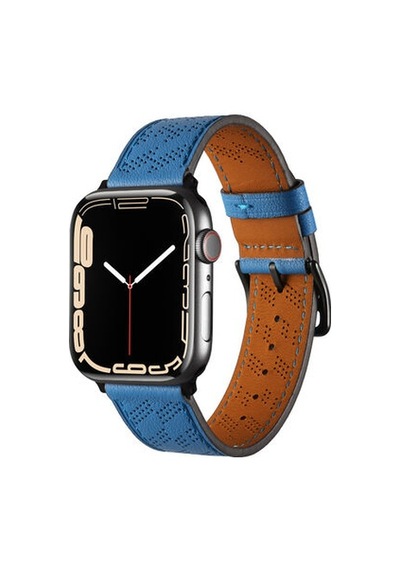 Apple Watch Uyumlu Ultra 49mm Krd-76 Pu Deri Kordon Strap Kayış - Lacivert