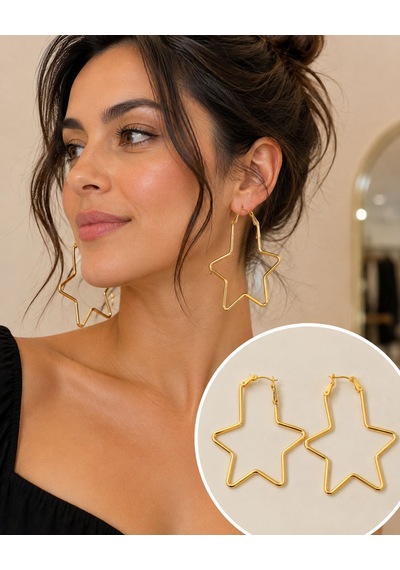 Yıldız Figür Gold Küpe
