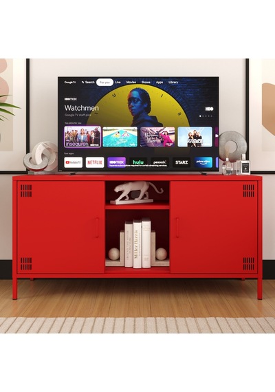 Pera Tv Ünitesi, Tv Dolabı,2 Kapaklı, Açık Raflı 130,50 X 40 X 64,50 Cm Ral 3020 Kırmızı Pera Tv Ünitesi, Tv Dolabı,2 Kapaklı, Açık Raflı 130,50 X 40 X 64,50 Cm Ral 3020 Kırmızı