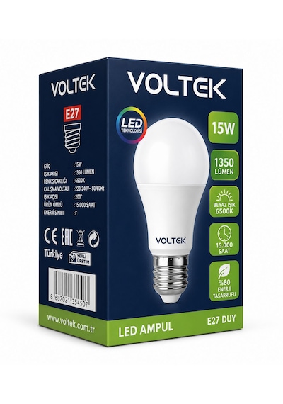 Voltek 15 Watt Led Ampul Beyaz 10'lu Paket 10 Adet