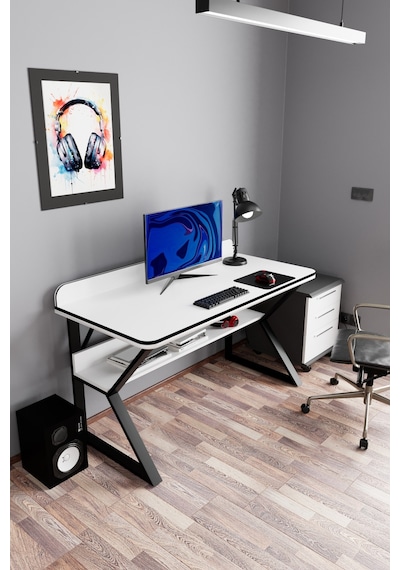 Pulsar Oyuncu Masası Çalışma Ofis Masası Gaming Masa Beyaz