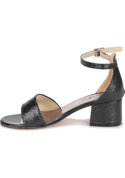 Kiko Kids 769 Kum Simli Günlük Kız Çocuk 4 CM Topuklu Sandalet Ayakkabı Siyah 001