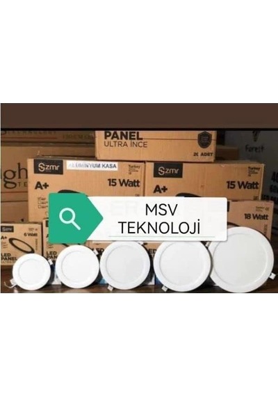 Msv Teknoloji 2 Li Kutu 9 Watt Slim Sıva Altı Yuvarlak Driverlı Led Panel Spot Yüksek Lümen 6500k Beyaz Işık Diğer