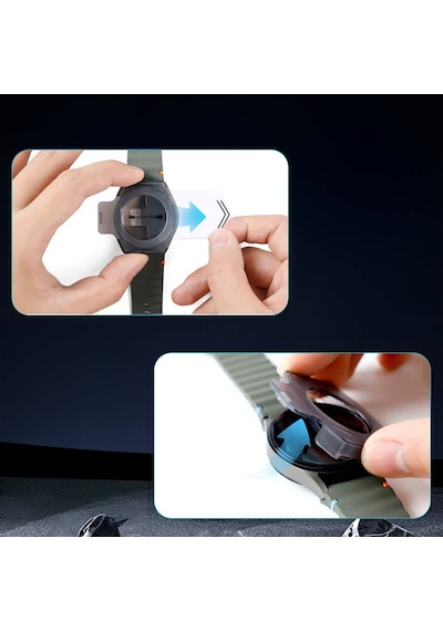 Huawei Watch Gt4 46mm Uyumlu Kolay Takılabilir Takma Temizleme Aparatlı Temperli Cam Ekran Koruyucu