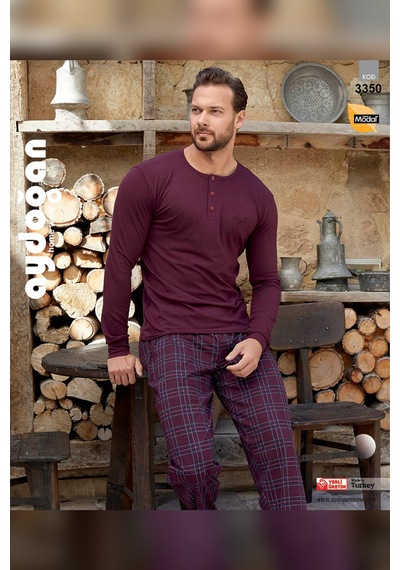 Aydoğan Erkek Civan Patlı Modal Bordo Pijama Takım 3350 Bordo
