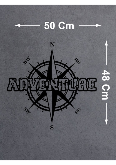 Pusula Ve Adventure Sticker - Araba Oto Karavan Motosiklet Cam Sticker - 00052 50x48 Cm