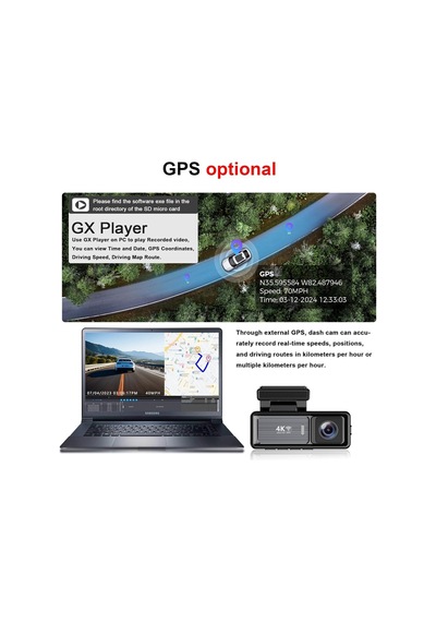Coverzone Mını Çift Lensli Wifi Gps Dash Kamera - 4k Ön Kamera & 1080p Arka Kamera, Gece Görüşü, Park Modu, Geniş