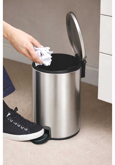 Primanova Cigo 3 Lt Banyo Mutfak Ofis Çelik Çöp Kovası - Metalik Inox