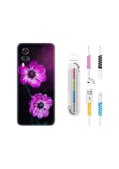 Vivo Y51 Kılıf Kablo Koruyuculu Çiçekler 1869