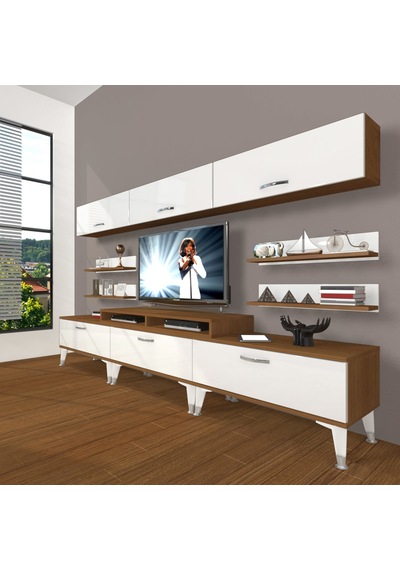 Decoraktiv Ekoflex 8y Slm Silver Tv Ünitesi Tv Sehpası Ceviz - Beyaz