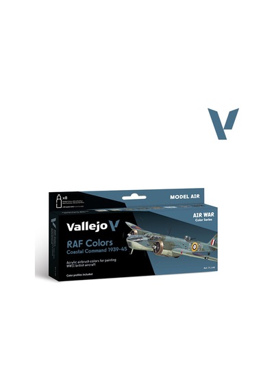 Vallejo 71148 8x18 Ml. Raf Colors Coastal Command 1939-1945, Model Air Serisi Model Boyası Seti Renkli