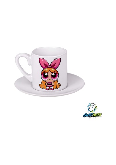 Powerpuff Girls Türk Kahvesi Fincanı 0161 Beyaz