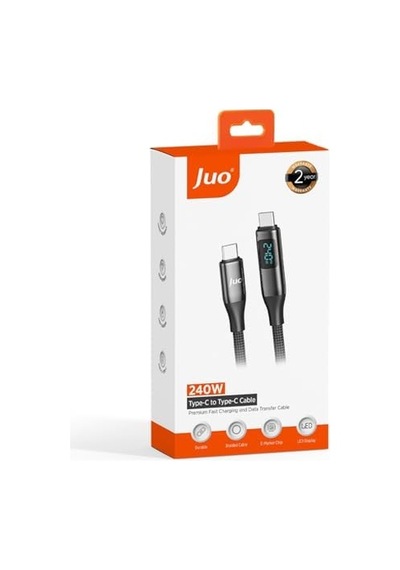 240w Dijital Led Ekranlı E-mark Çipli Pd 3.1 Usb Type-c To Type-c Hızlı Şarj Ve Data Kablosu 2 Metre