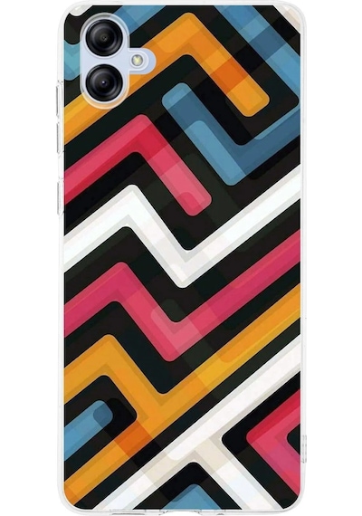 Samsung Uyumlu Galaxy A04e Kamera Korumalı Kapak Labirent Grafiti Tasarımlı Şeffaf Kılıf Şeffaf