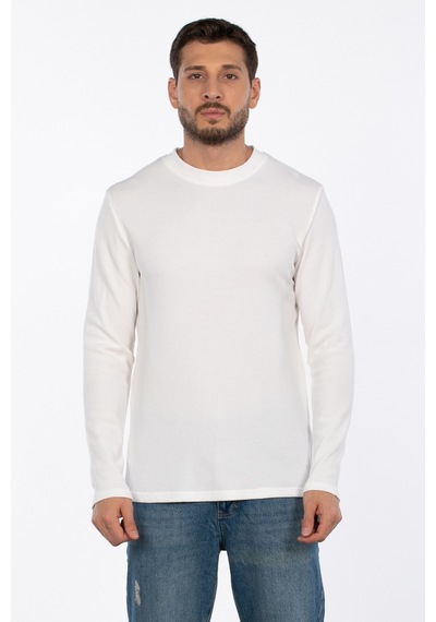Barrels And Oıl Bisiklet Yaka Waffal Sweatshirt - Ekru Ekru
