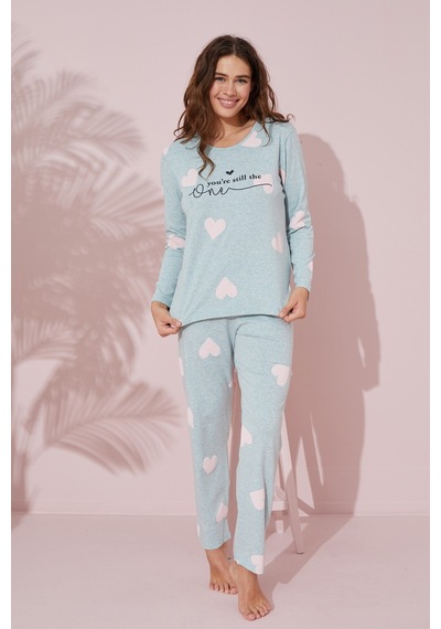 Siyah İnci Pamuklu Örme Pijama Takım 24241074 Yeşil