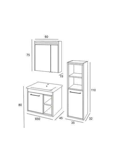 Denko Latte 65 Cm Mdf Beyaz Banyo Dolabı Takımı + Boy Dolabı Beyaz Denko Latte 65 Cm Mdf Beyaz Banyo Dolabı Takımı + Boy Dolabı Beyaz