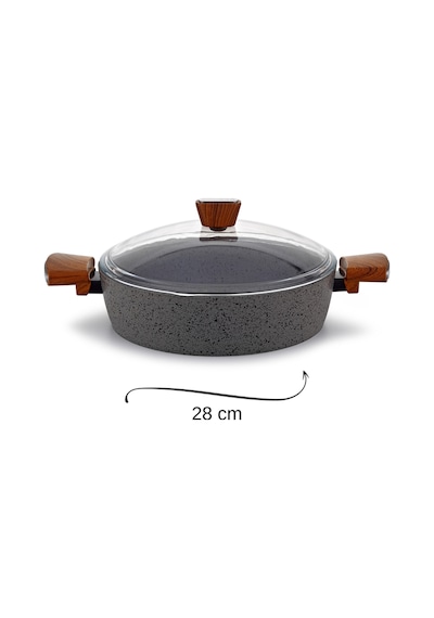 Vogue 28 Cm Granit Pilav Karnıyarık Tenceresi - İndüksiyon Tabanlı - Güveç Ve Pilav Yemekleri İçin Gri