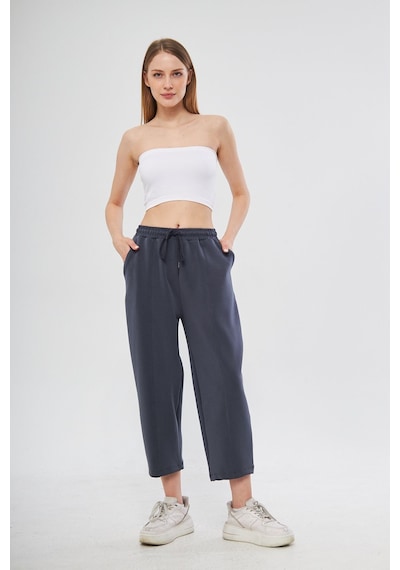 Haki Ultra Yumuşak, Dikiş Detaylı Havuç Kesim Bağcıklı Lastikli Bilek Boy Kadın Modal Pantolon Antrasit Haki Ultra Yumuşak, Dikiş Detaylı Havuç Kesim Bağcıklı Lastikli Bilek Boy Kadın Modal Pantolon Antrasit