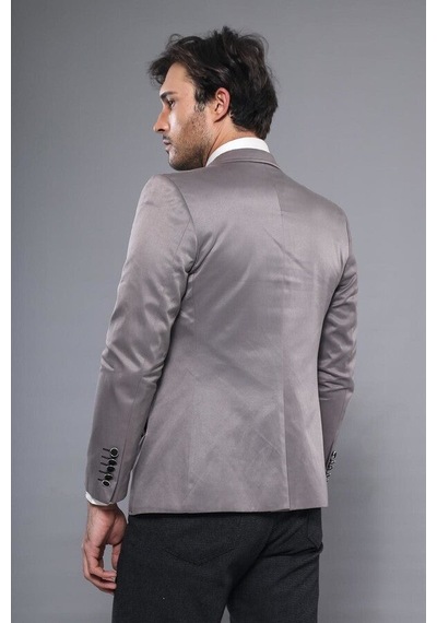 Wessi Yan Torba Cep Slim Fit Gri Ceket Gri