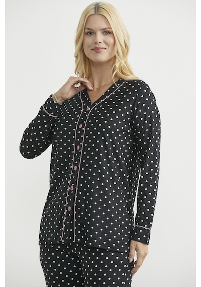 Sementa Biyeli Gömlek Model Pijama Takım - Siyah Siyah