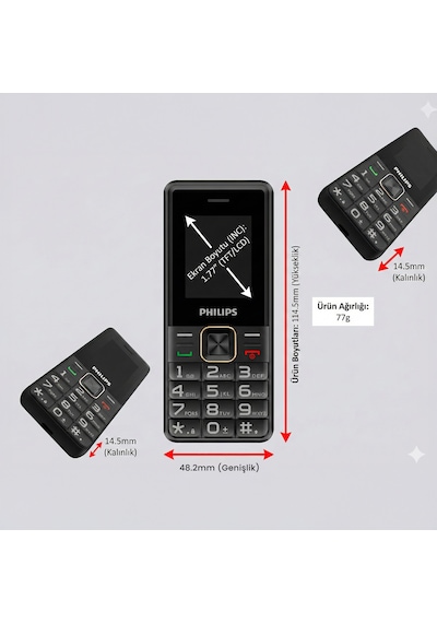 Philips E6105 4g Çift Sim Kartlı Tuşlu Cep Telefonu Siyah