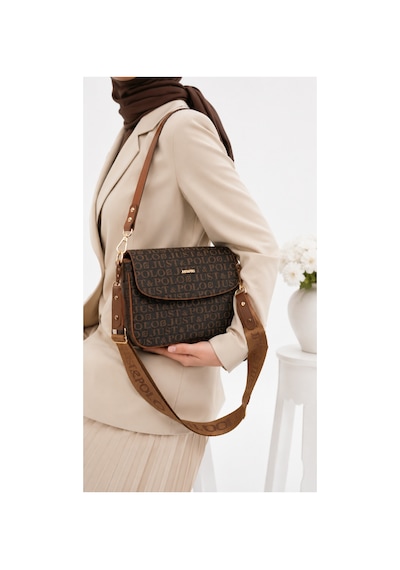 Genel Markalar Yeni Sezon Kolon Askılı 4 Bölmeli Kadın Çantası 25x15cm Kahverengi