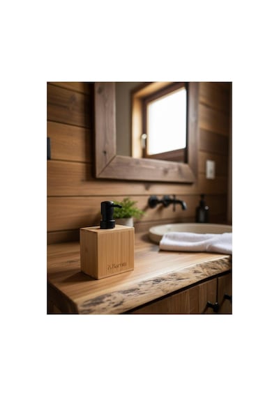 Modern Doğal Görünümlü Bambu Dikdörtgen Sıvı Sabunluk, Losyonluk,banyo Ve Mutfak Sabunluğu Doğal Bambu